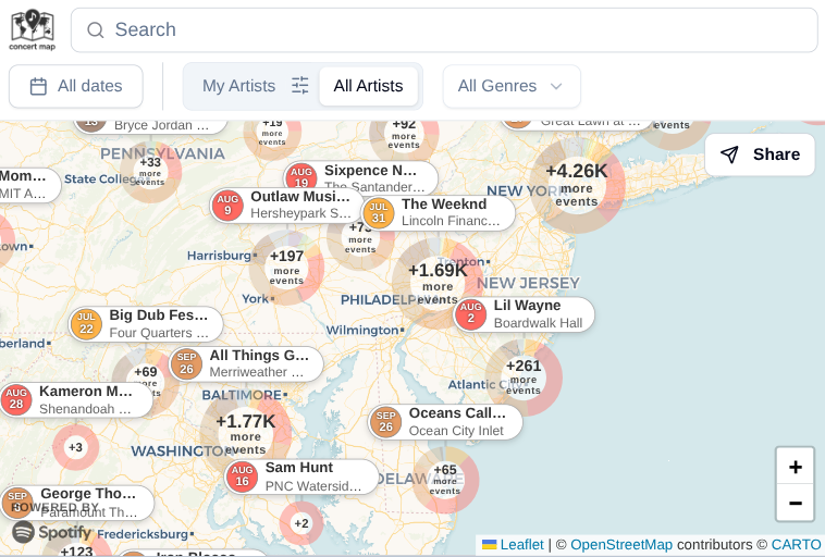 Concert Map Screenshot